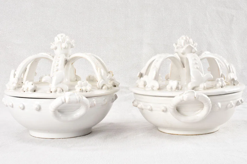 Pair of Émile Tessier tureens with crown lids 1950s