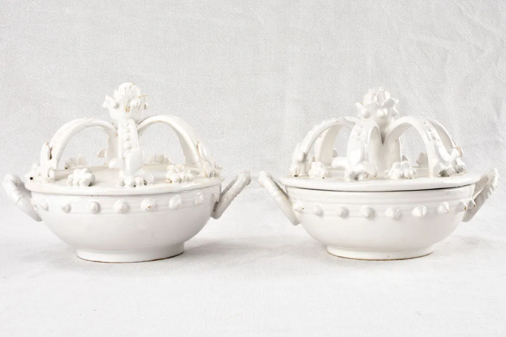 Pair of Émile Tessier tureens with crown lids 1950s
