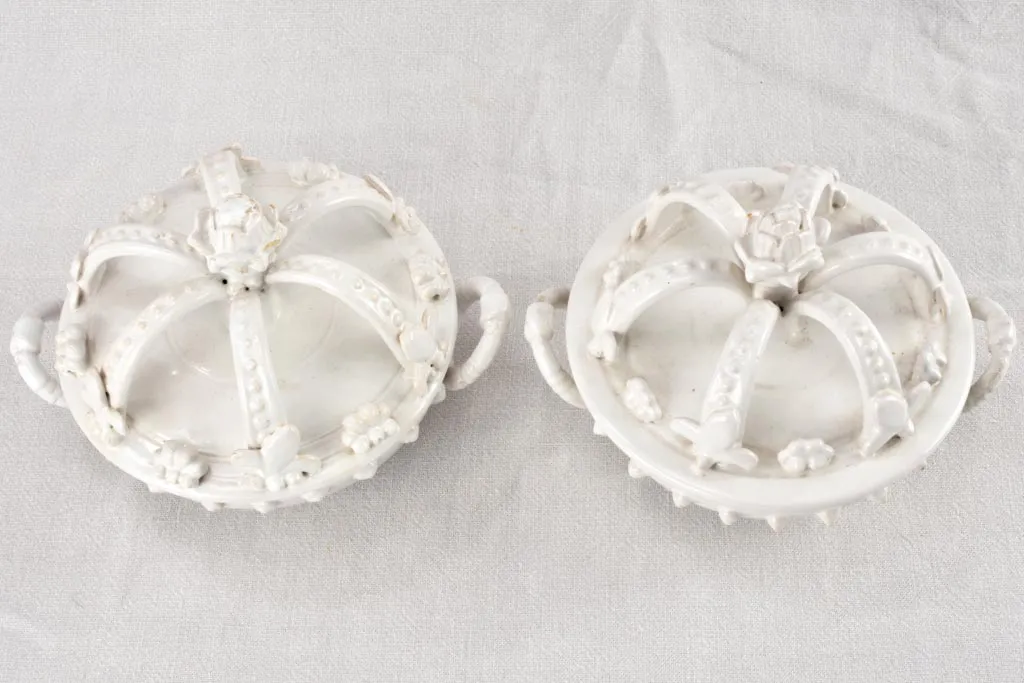 Pair of Émile Tessier tureens with crown lids 1950s