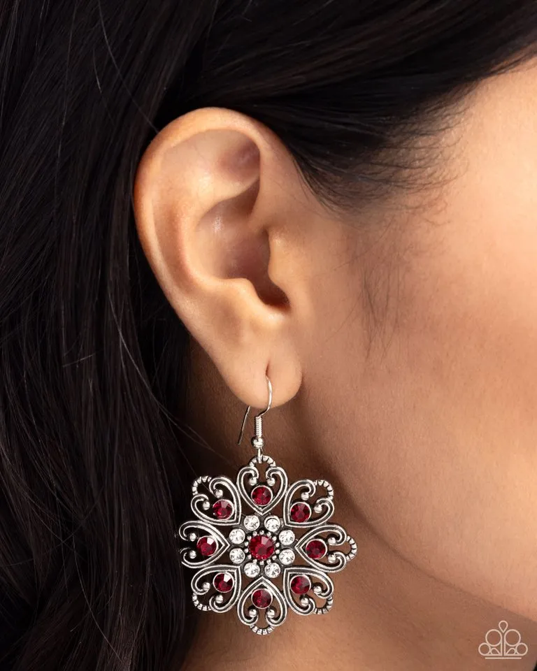 Paparazzi Earring ~ Garden of Love - Red