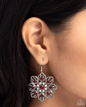Paparazzi Earring ~ Garden of Love - Red