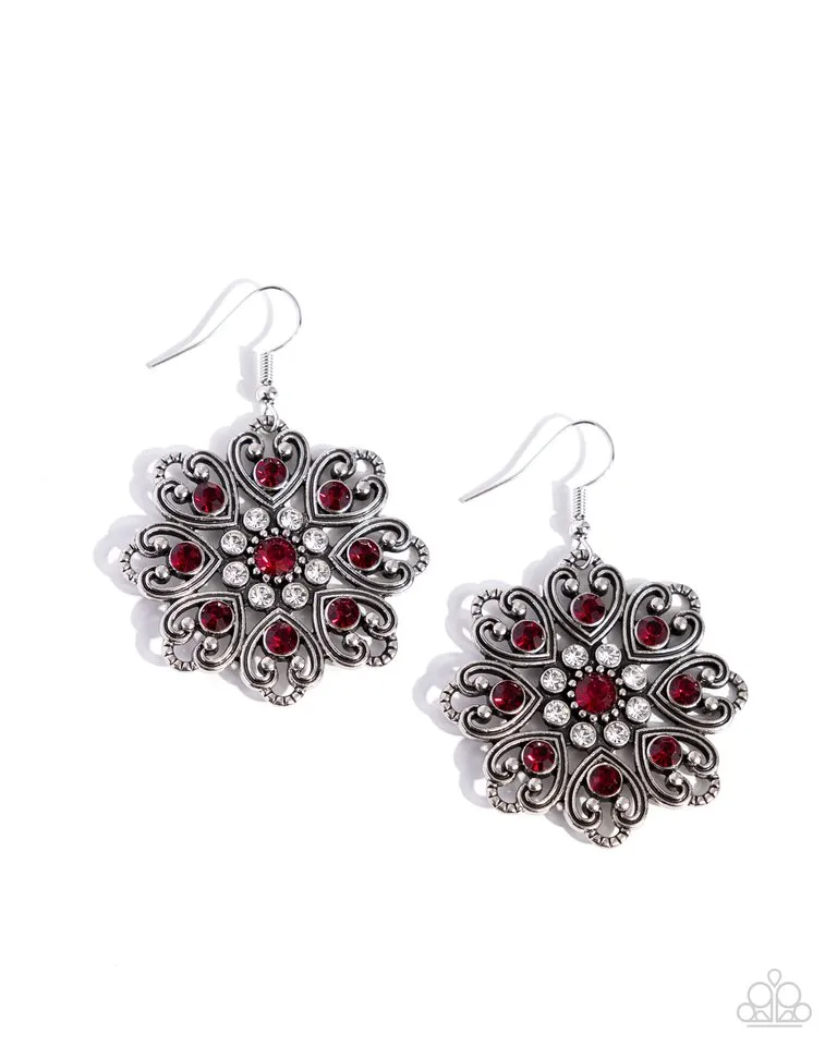 Paparazzi Earring ~ Garden of Love - Red