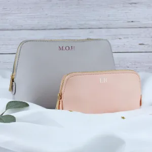 Personalised Large PU Leather Make Up Bag Set with Initials