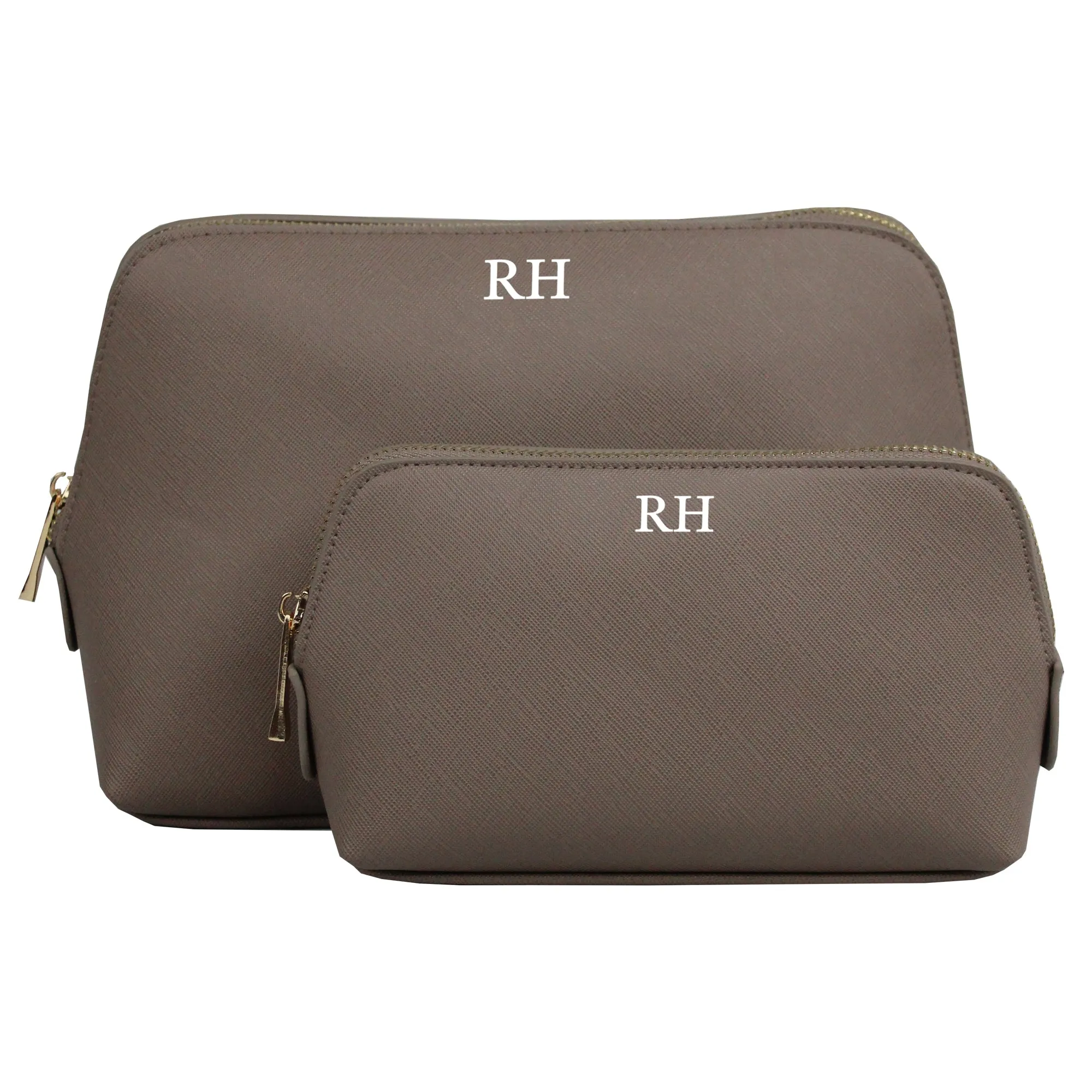 Personalised Large PU Leather Make Up Bag Set with Initials