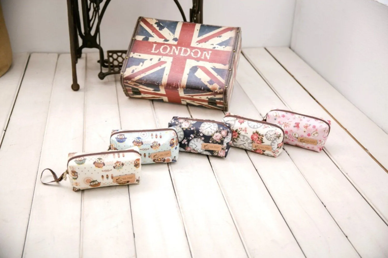 Pink Penguin Market Rectangle Cosmetic Bag