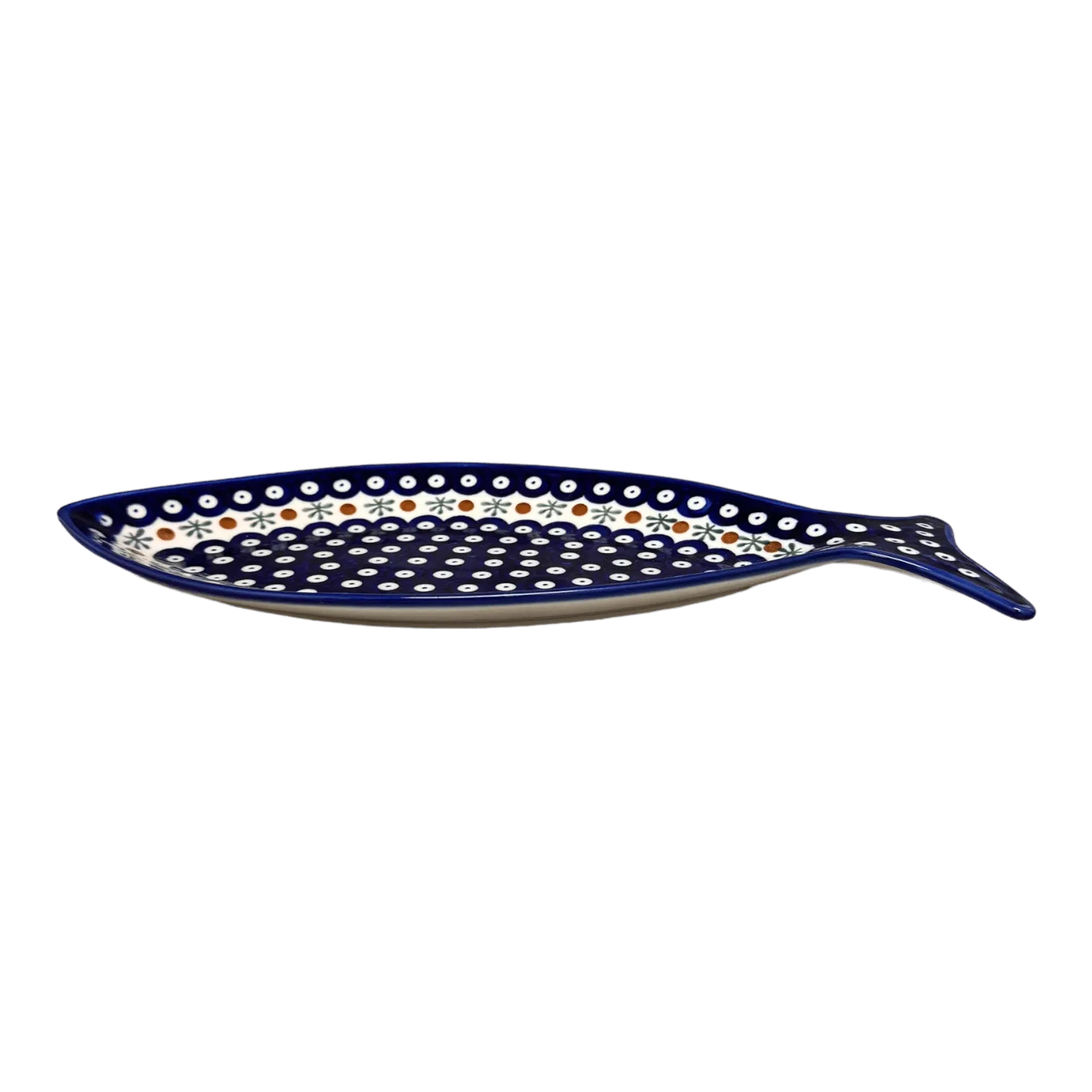 Plate, Fish-Shaped, 14.5" x 6.5", WR (WR13O) in "Mosquito" by W.R. Ceramika | WR13O-SM3