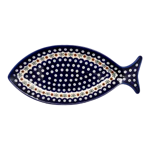 Plate, Fish-Shaped, 14.5" x 6.5", WR (WR13O) in "Mosquito" by W.R. Ceramika | WR13O-SM3
