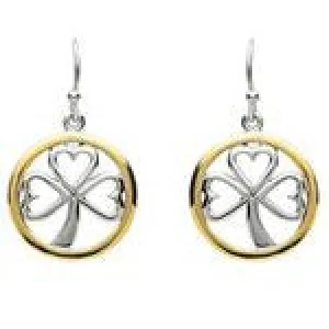 PlatinumWare Shamrock Gold Circle Earrings