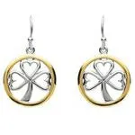 PlatinumWare Shamrock Gold Circle Earrings