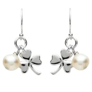 PlatinumWare Small Shamrock and Pearl Earrings