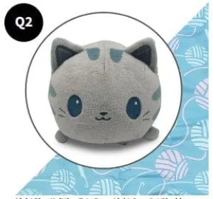 Plushie Tote Bag: Light Blue Knitting Tote Bag   Light Gray Cat Plushie