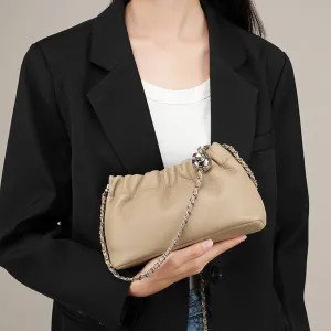 popular popular chain underarm bag women's premium cloud pleated bag women's bag cowhide shoulder messenger bag golden ball chain