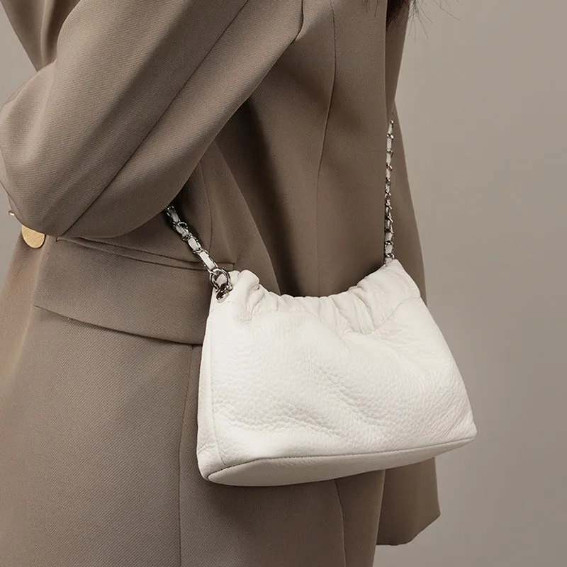 popular popular chain underarm bag women's premium cloud pleated bag women's bag cowhide shoulder messenger bag golden ball chain