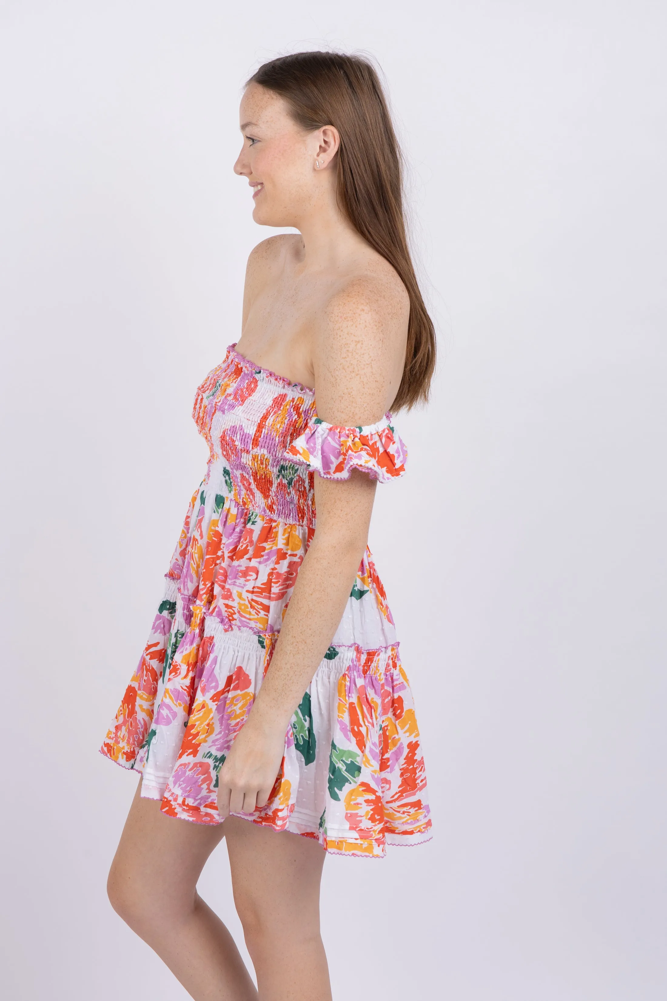 Poupette St Barth Mini Dress Aurora Ct Pm in Orange Macro Peony