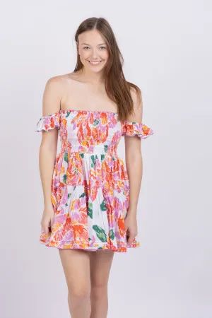 Poupette St Barth Mini Dress Aurora Ct Pm in Orange Macro Peony