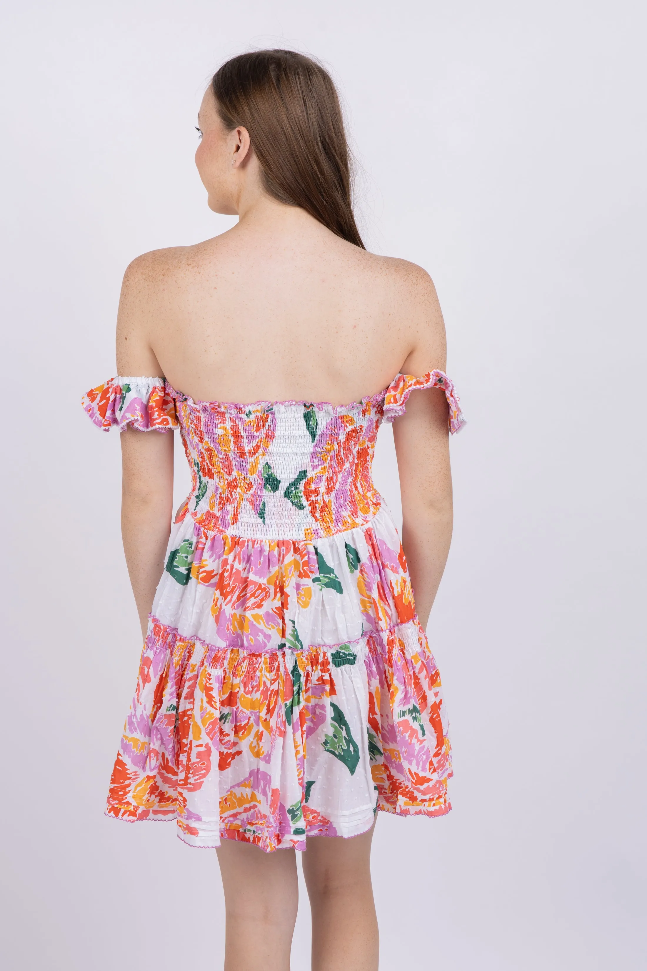 Poupette St Barth Mini Dress Aurora Ct Pm in Orange Macro Peony