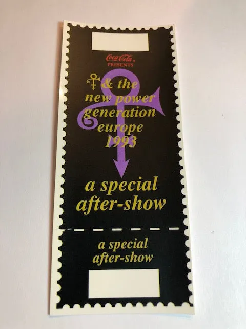 Prince and the New Power Generation - European Tour 1993 - Party Pass/ Ticket  ** Rare