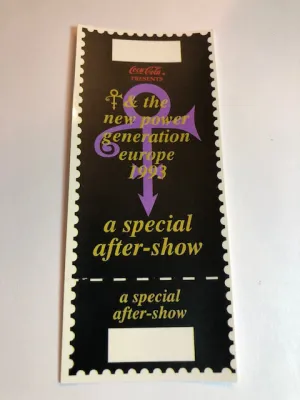 Prince and the New Power Generation - European Tour 1993 - Party Pass/ Ticket  ** Rare