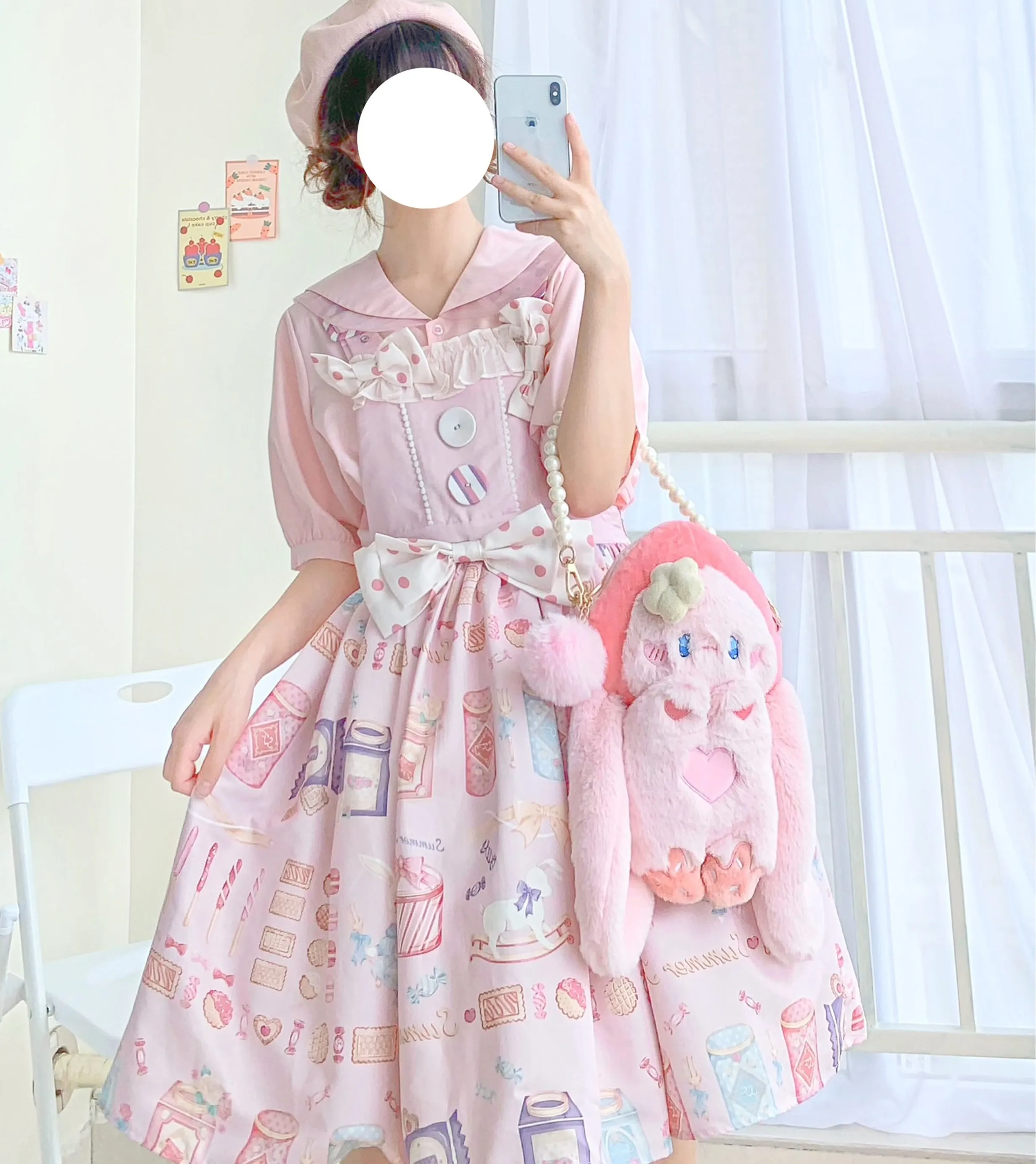 Princess Doll Rabbit Peach Fruit Hood Plush Doll Messenger Bag