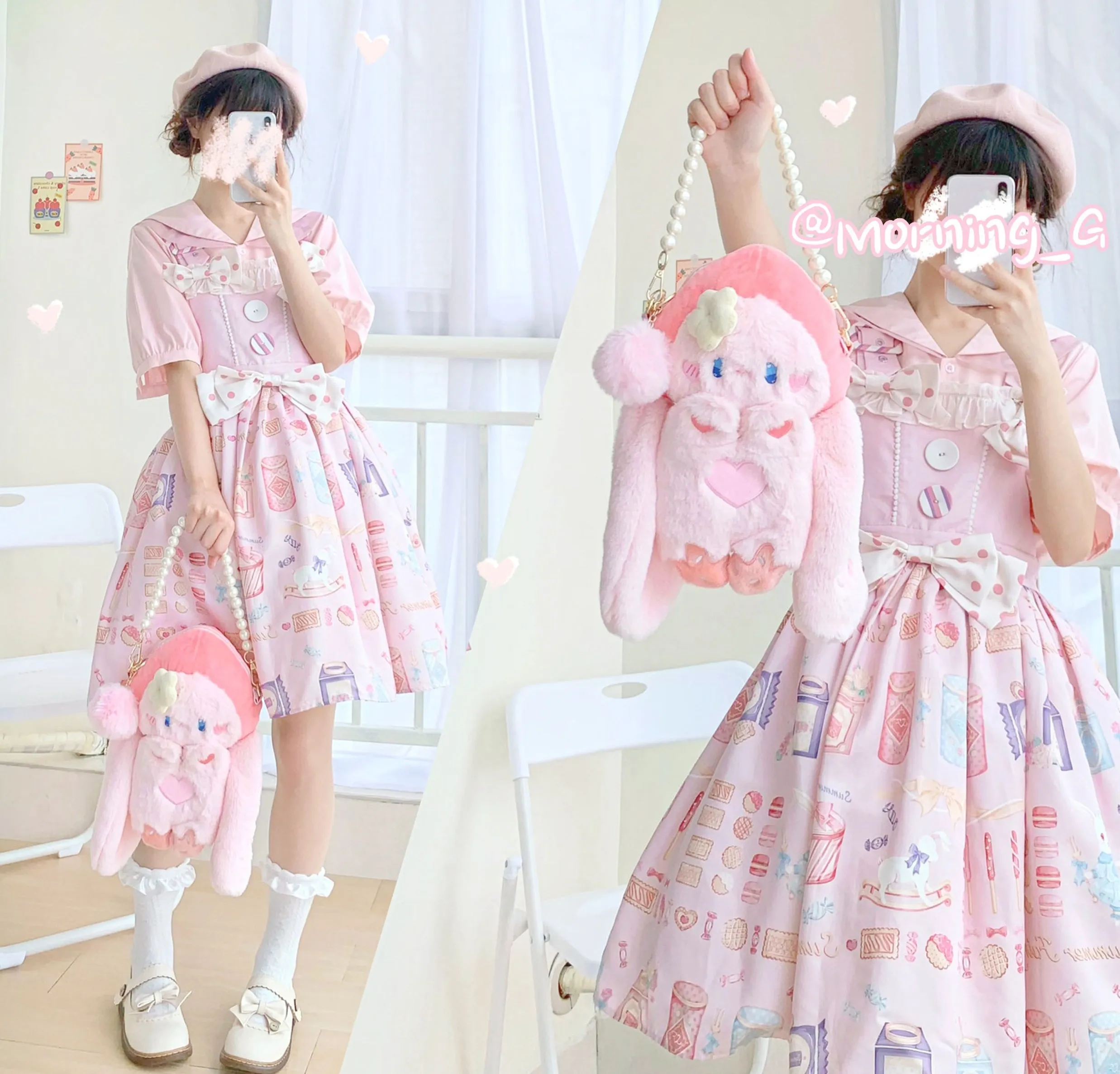 Princess Doll Rabbit Peach Fruit Hood Plush Doll Messenger Bag