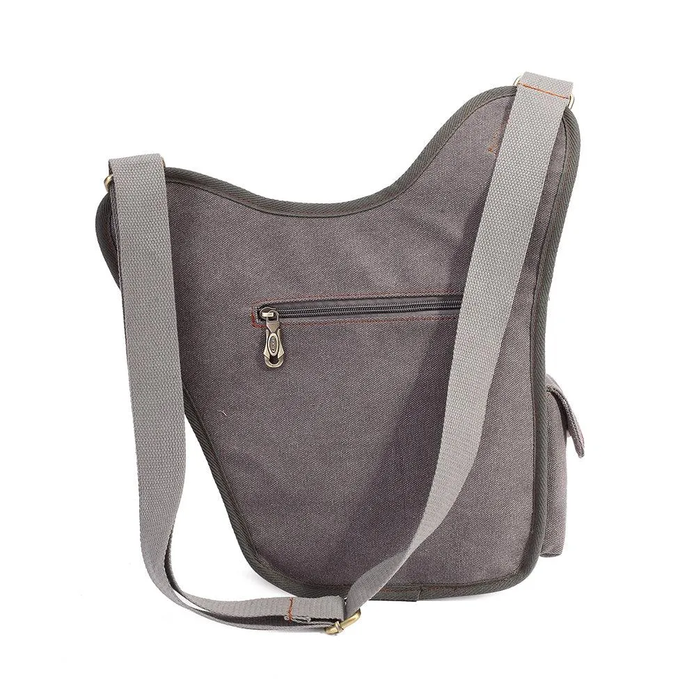 Retro Casual Shoulder Bag Sports Canvas Laptop Crossbody Bag ( grey )