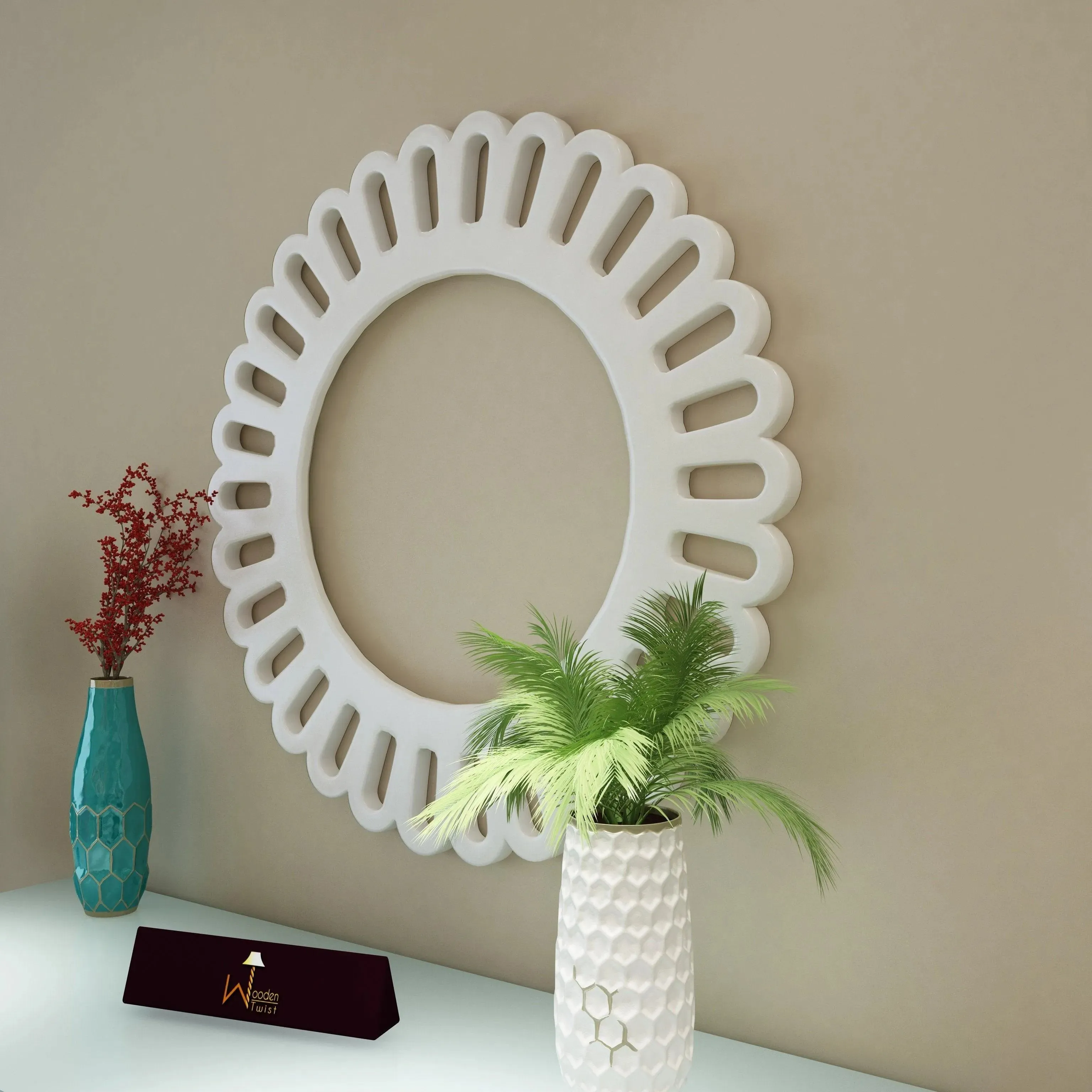 Round Shaped Exquisite Wall Panel In White