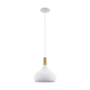Sabinar Medium White and Natural Timber Pendant