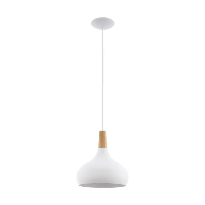 Sabinar Medium White and Natural Timber Pendant