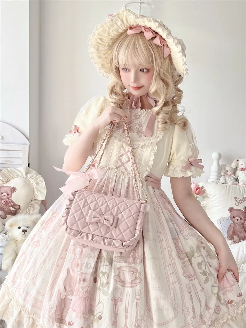Seraphim Bow Girl Pastel Pink White Yellow Purple Messenger Bag Handbag