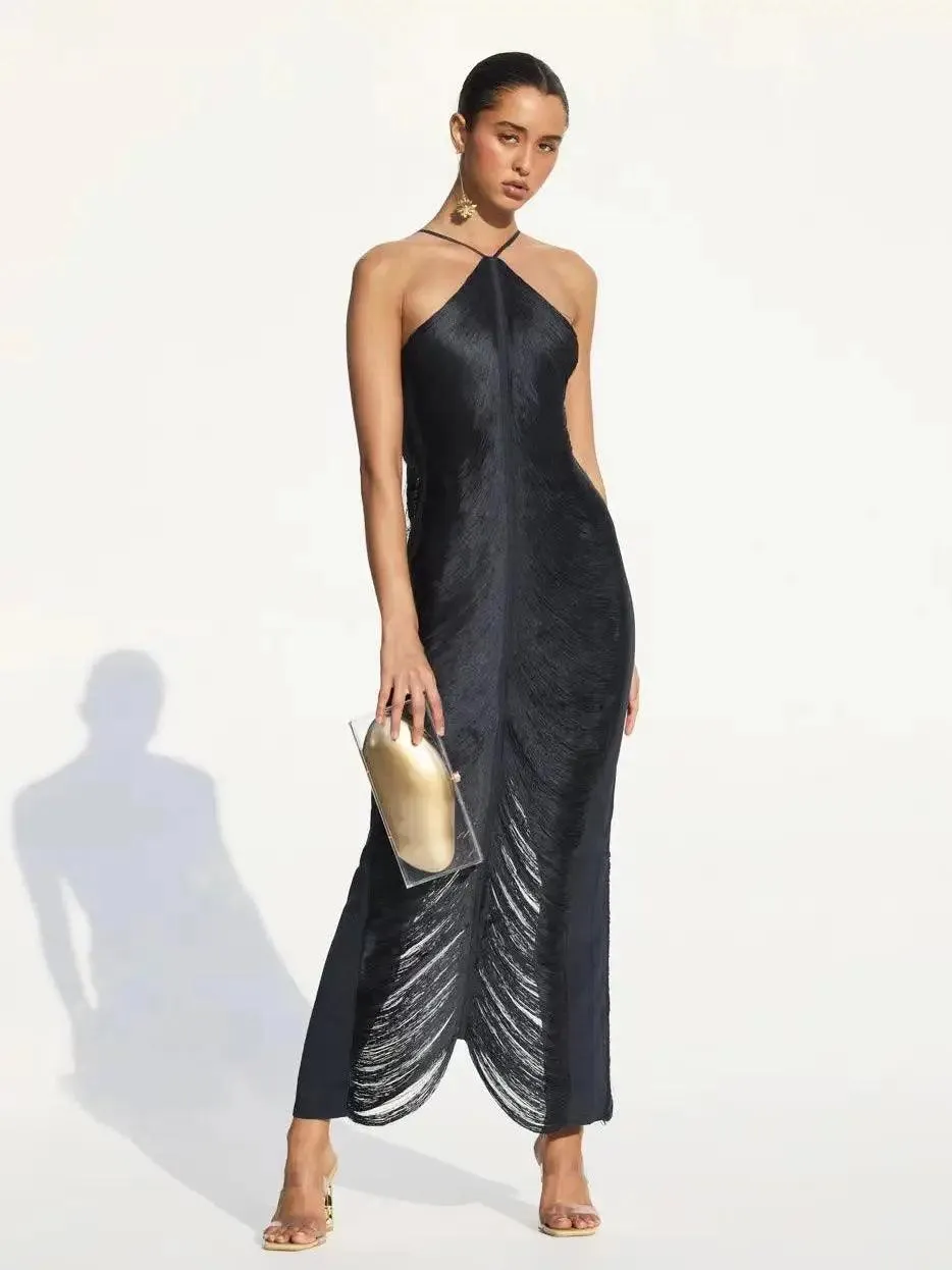 Shinny Metallic Halter Dress: Glamorous Clubwear & Party Fashion
