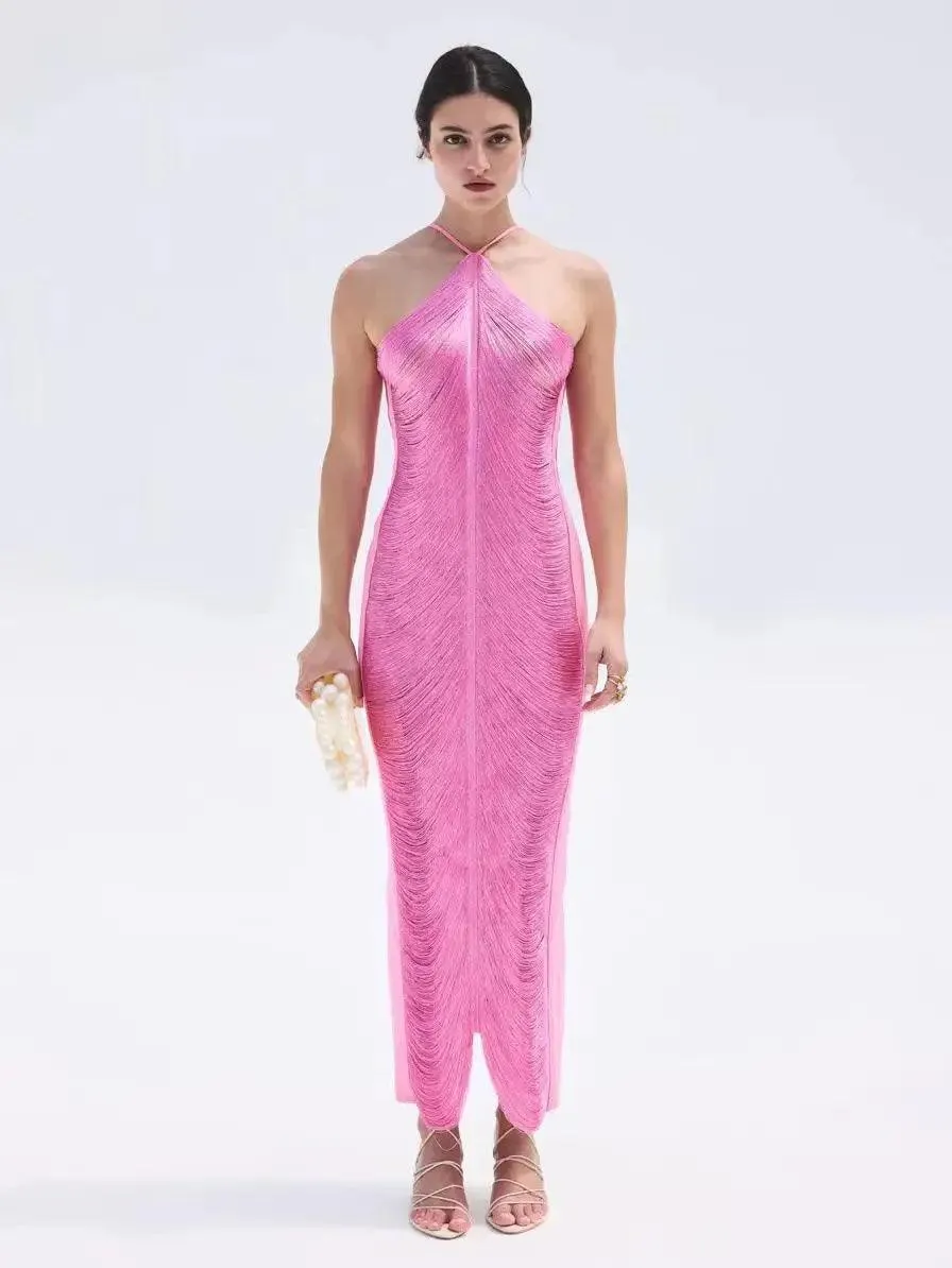 Shinny Metallic Halter Dress: Glamorous Clubwear & Party Fashion