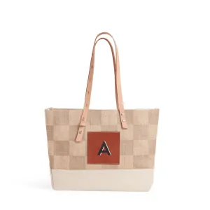 Shoulder Market Bag in Checker "Alphabet Collection"