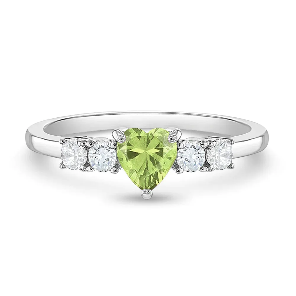 Simulated Birthstone Heart Solitaire Size 2-5 Baby / Kids Ring - Sterling Silver