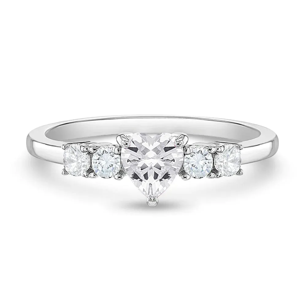 Simulated Birthstone Heart Solitaire Size 2-5 Baby / Kids Ring - Sterling Silver