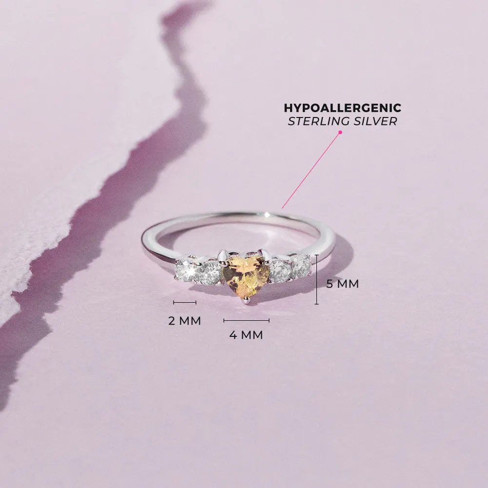 Simulated Birthstone Heart Solitaire Size 2-5 Baby / Kids Ring - Sterling Silver