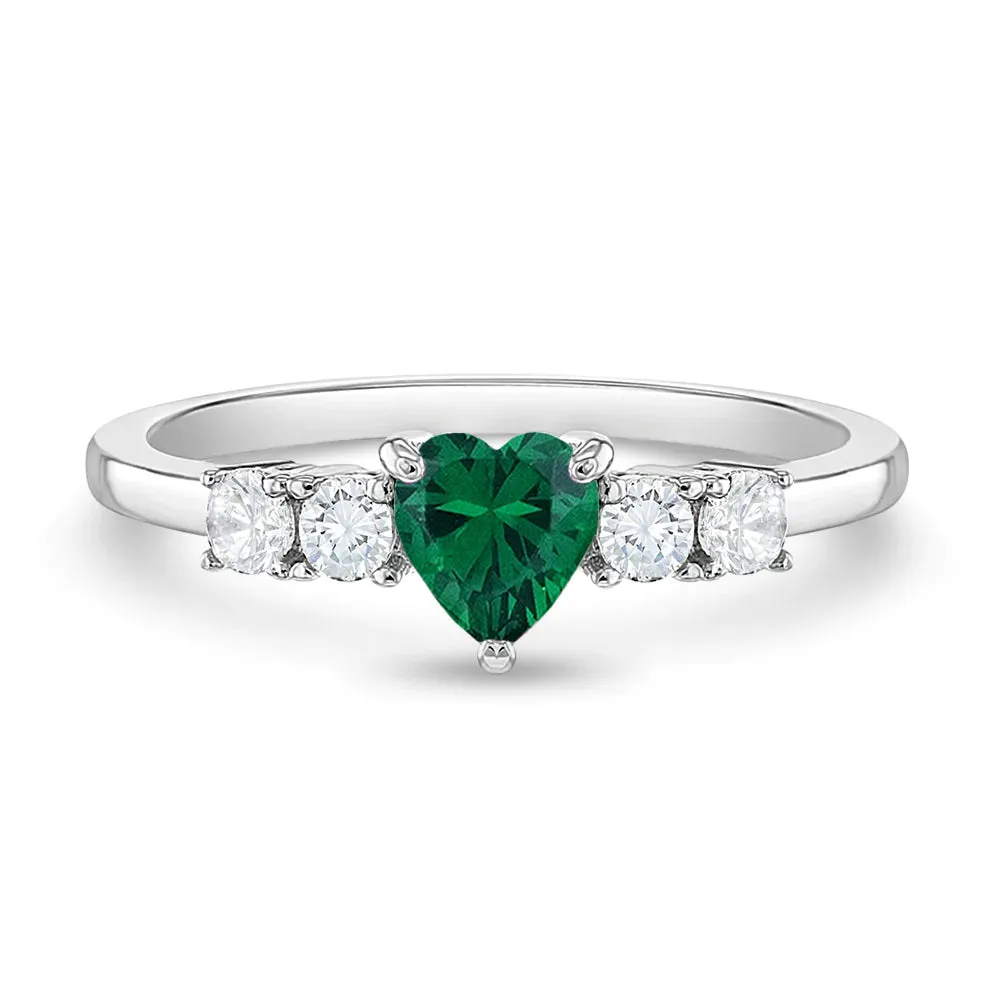 Simulated Birthstone Heart Solitaire Size 2-5 Baby / Kids Ring - Sterling Silver
