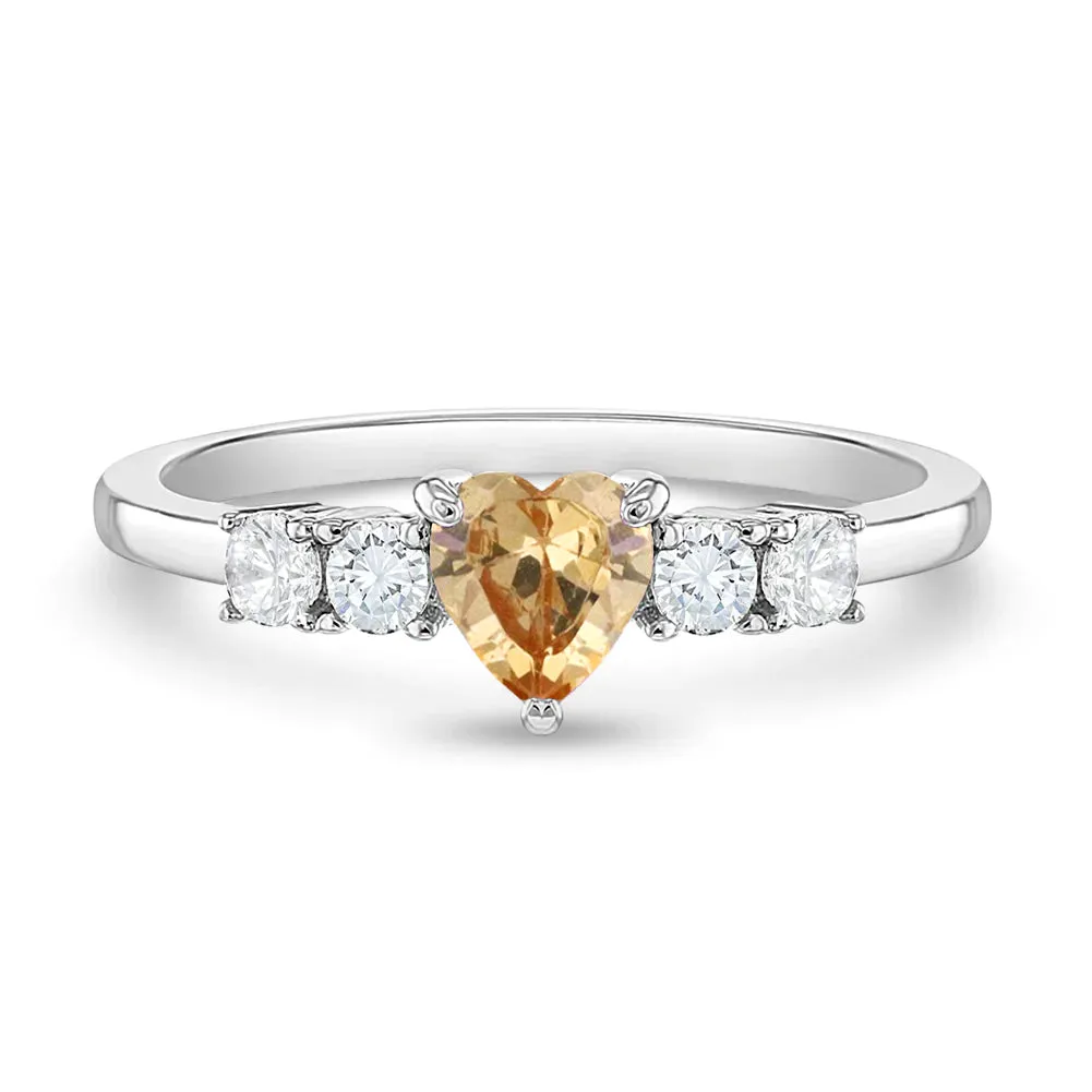 Simulated Birthstone Heart Solitaire Size 2-5 Baby / Kids Ring - Sterling Silver