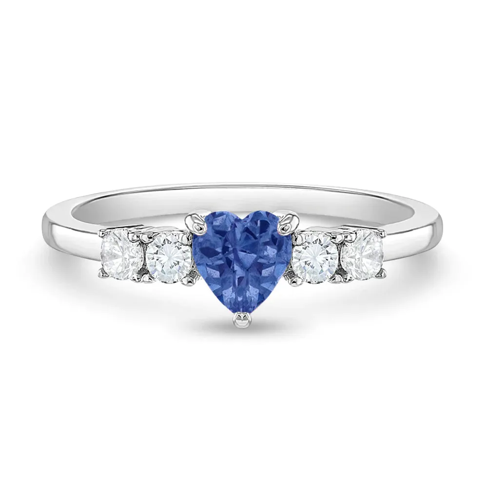 Simulated Birthstone Heart Solitaire Size 2-5 Baby / Kids Ring - Sterling Silver