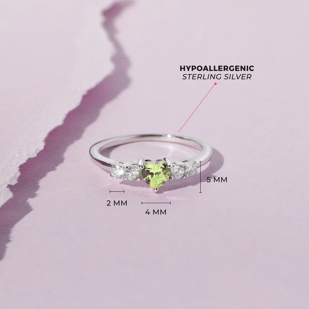 Simulated Birthstone Heart Solitaire Size 2-5 Baby / Kids Ring - Sterling Silver