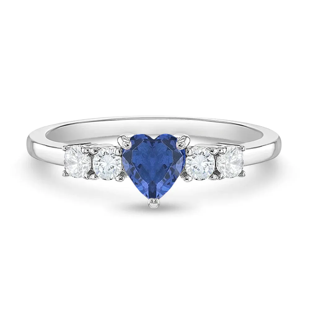 Simulated Birthstone Heart Solitaire Size 2-5 Baby / Kids Ring - Sterling Silver