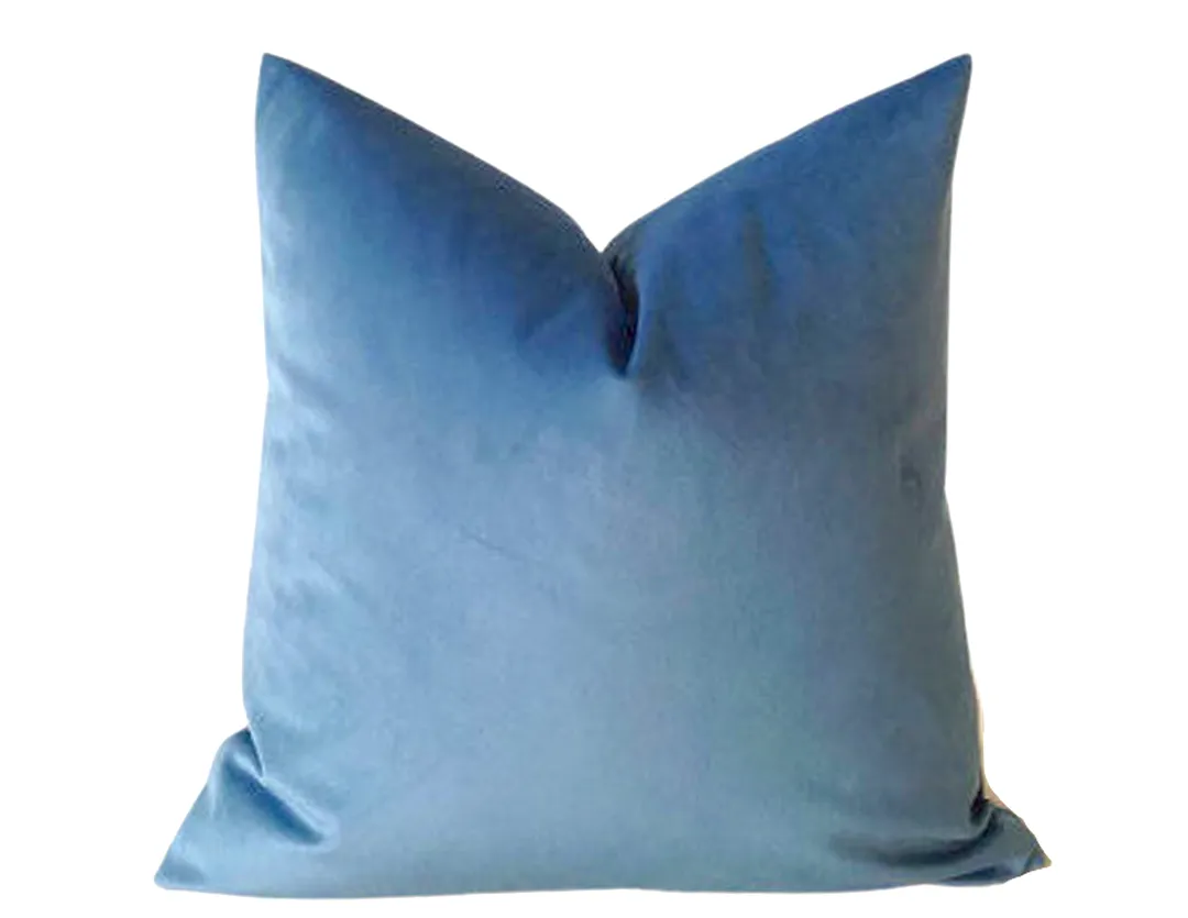 Sky Blue Velvet Pillow Cover