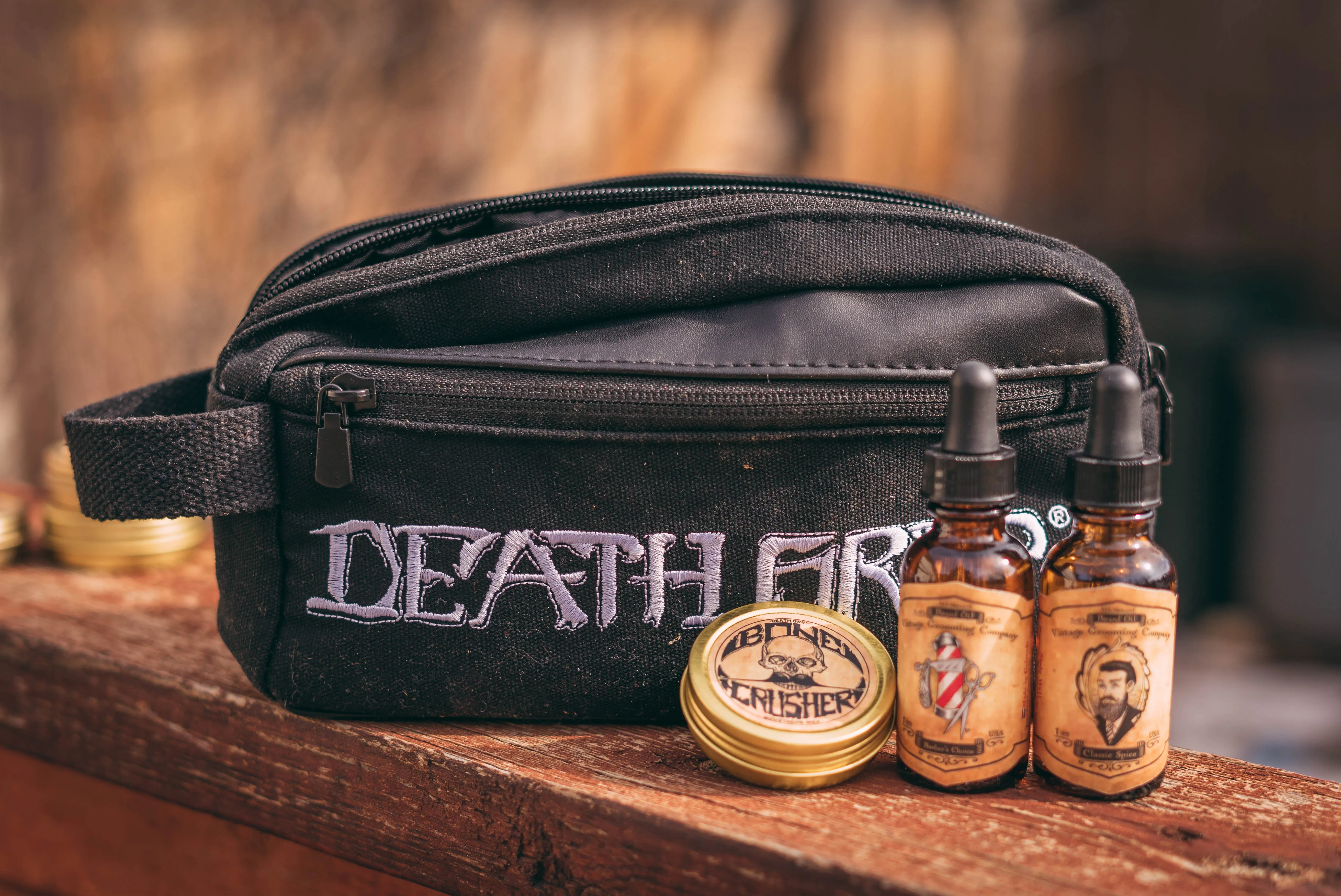 Small Death Grip Men's Grooming Mustache & Beard Travel Kit Bag (5 Counts)