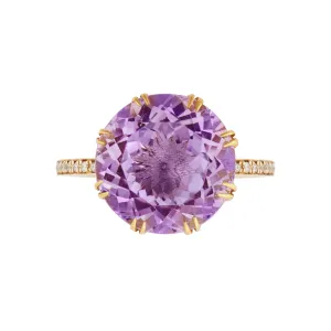 Solitaire Crown Ring Pink Amethyst