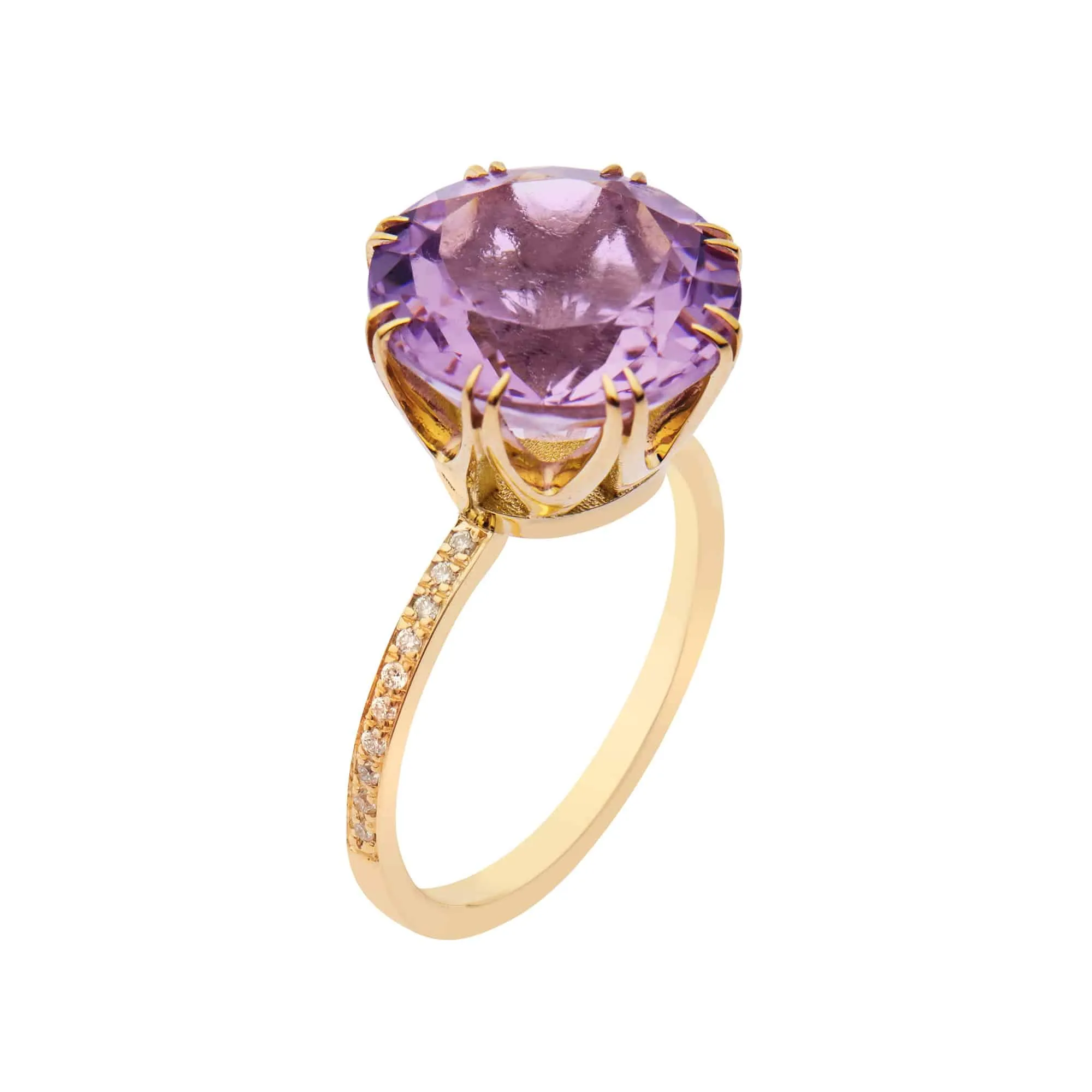 Solitaire Crown Ring Pink Amethyst