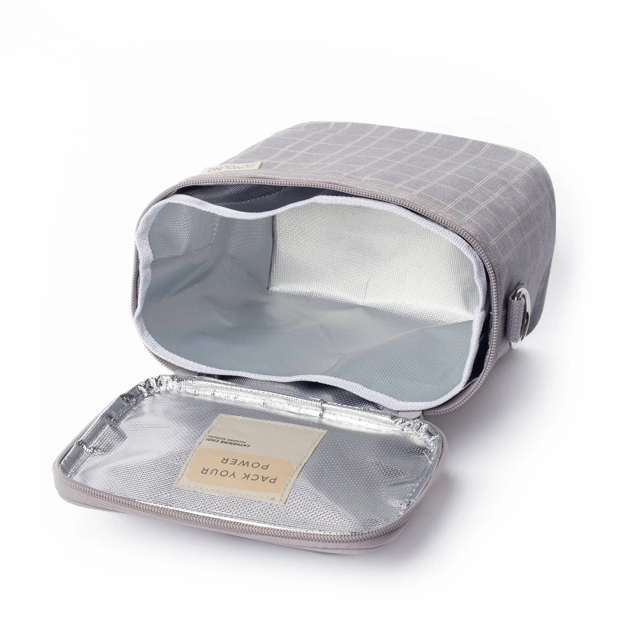 SoYoung - Light Grey Grid Petite Lunch Poche