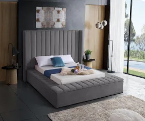Space Saving and Luxurious Grey Velvet Bed