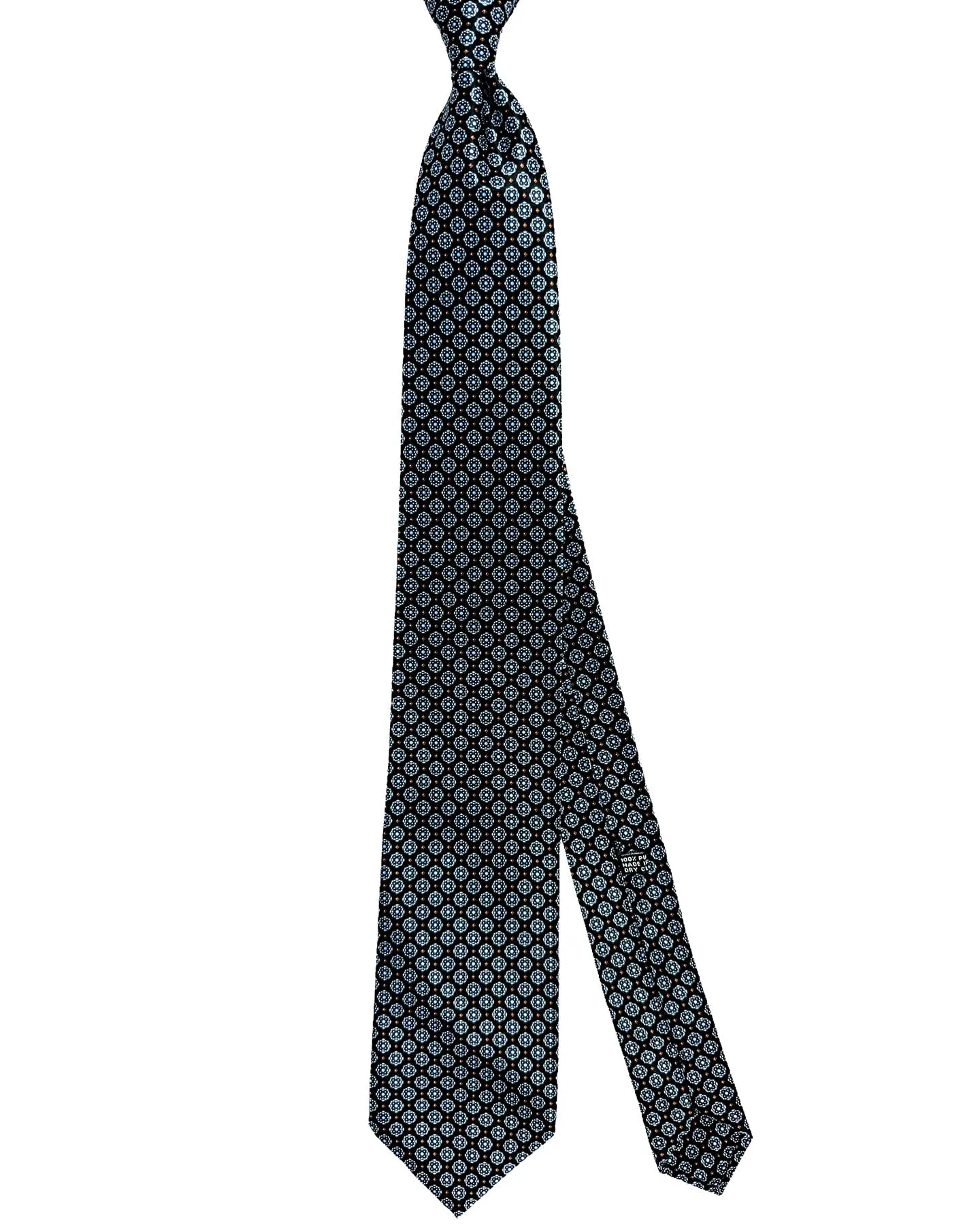 Stefano Ricci Silk Tie Black Gray Brown Blue Mini Medallions