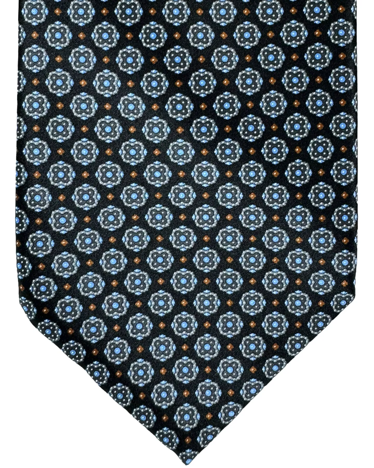 Stefano Ricci Silk Tie Black Gray Brown Blue Mini Medallions
