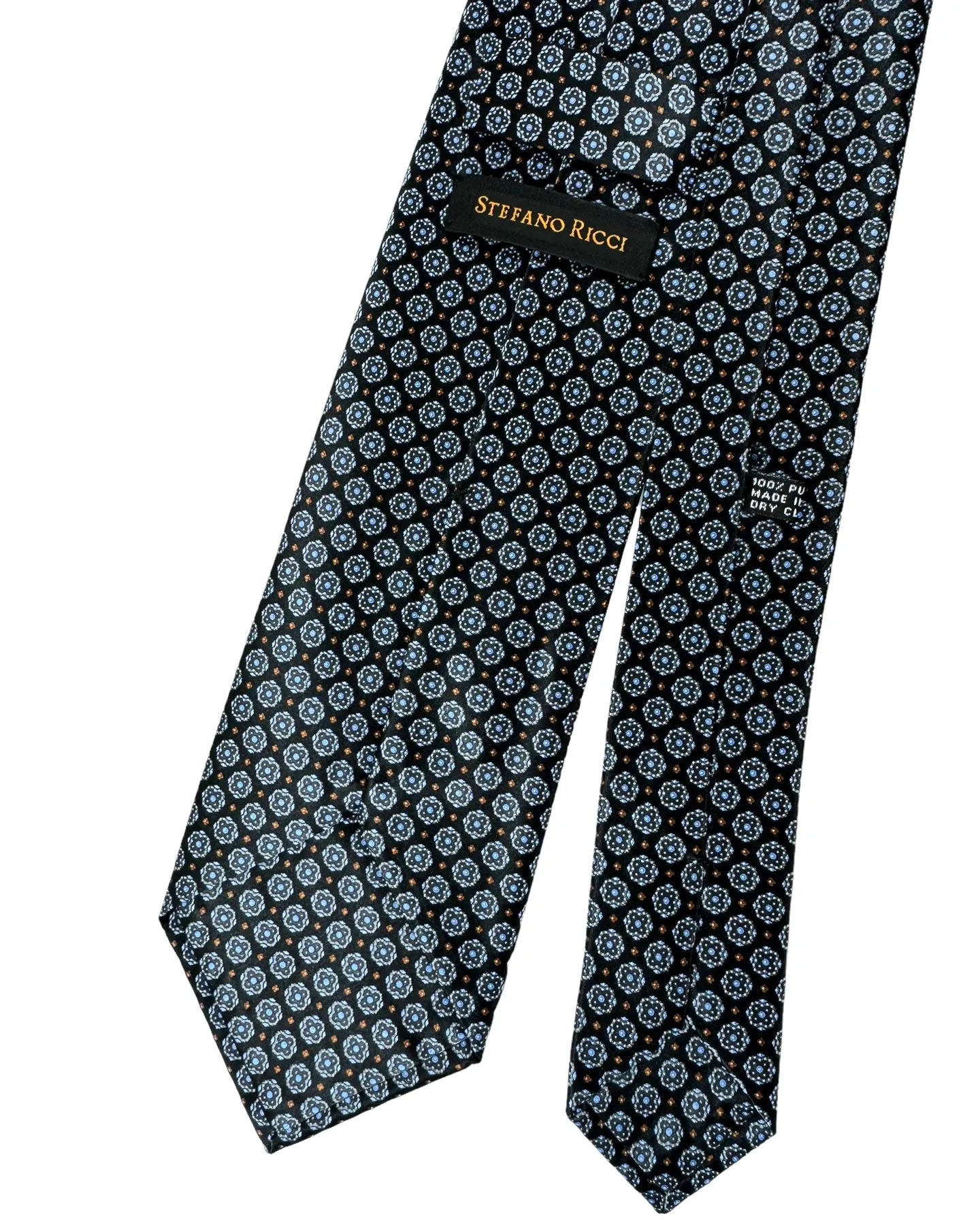 Stefano Ricci Silk Tie Black Gray Brown Blue Mini Medallions