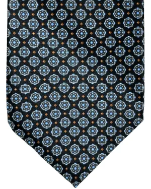 Stefano Ricci Silk Tie Black Gray Brown Blue Mini Medallions
